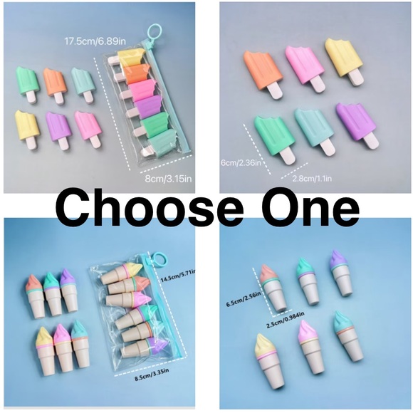 Popsicle OR Ice Cream Highlighter Set - Picture 1 of 9